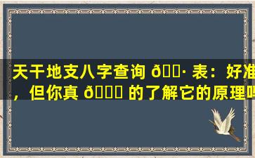 天干地支八字查询 🌷 表：好准，但你真 🍀 的了解它的原理吗